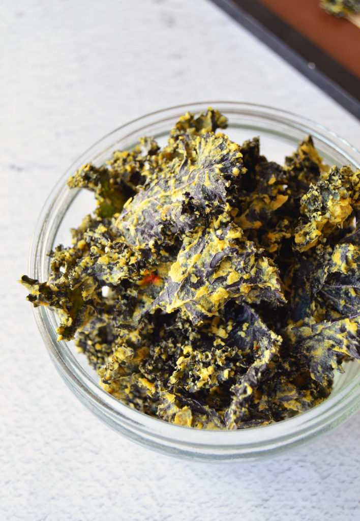 Dehydrated Kale Chips W/ Turmeric Cheese Sauce Gourmet Vegan