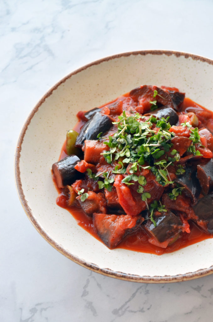Eggplant with Plum and Jalapeno Sauce Gurme Vegan